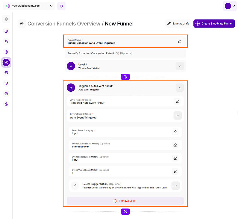 Conversion Funnel Level Based on Auto Event Triggered Conversion Funnel Level Based on Auto Event Triggered
