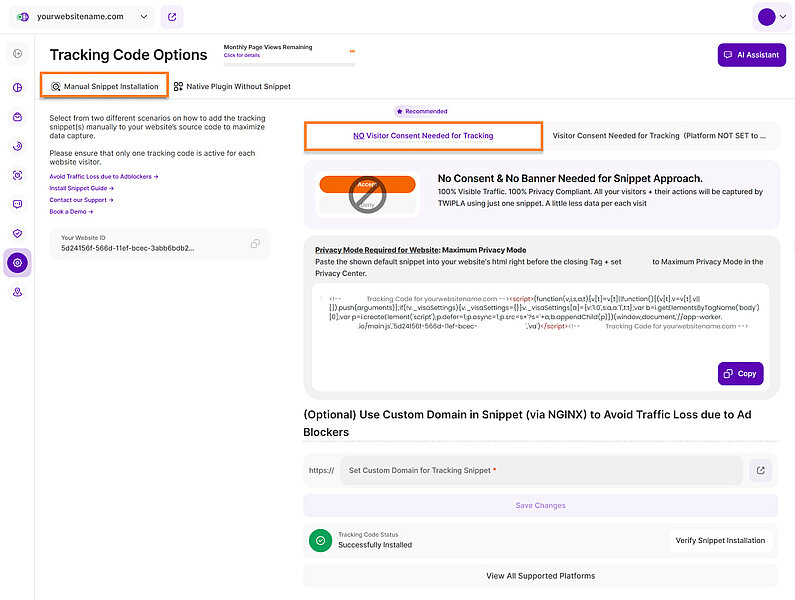 Installation des Tracking-Codes - keine Zustimmung der Besucher erforderlich