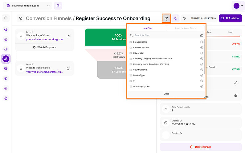 Get to Know the Filters in the Conversion Funnels Detail View Get to Know the Filters in the Conversion Funnels Detail View