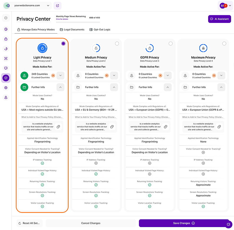 Light Privacy Mode Light Privacy Mode