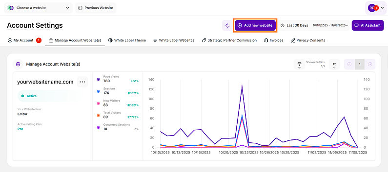 Add a New Website Add a New Website