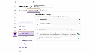 TWIPLA settings for session replays TWIPLA session recordings settings