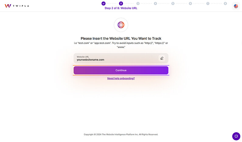 URL Ihrer Website einfügen