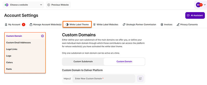 Manage Your White Label theme Manage Your White Label theme