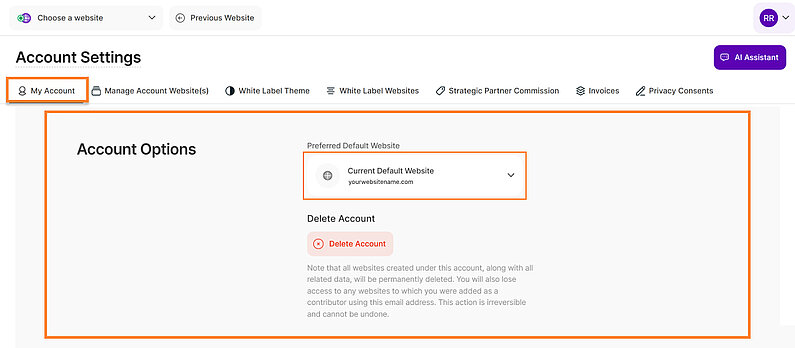Account Options Account Options