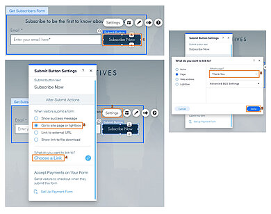 Verknüpfen Sie die Dankeseite mit einer Schaltfläche Verknüpfen Sie die Dankeseite mit einer Schaltfläche