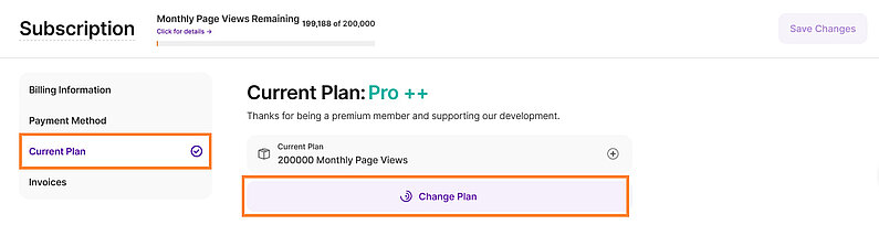 Ändern des Abonnementplans
