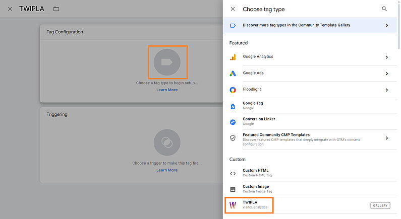 Wählen Sie den TWIPLA-Tag