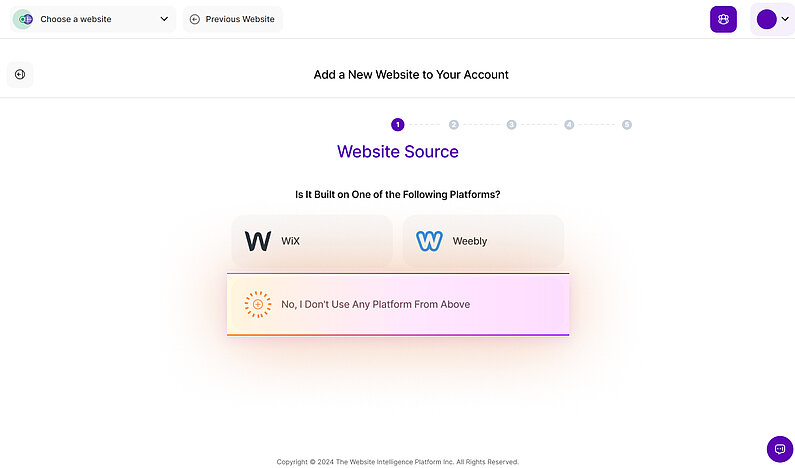 Wählen Sie die Quelle der Website