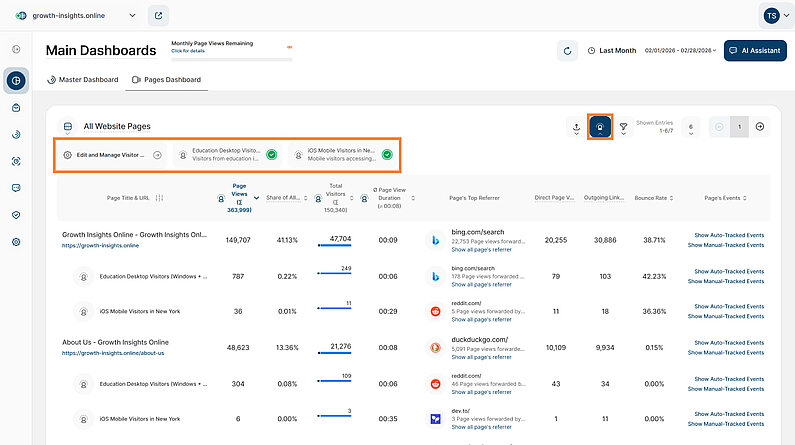 Apply Visitor Segments to Pages Dashboard Apply Visitor Segments to Pages Dashboard