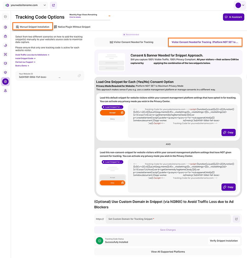 Installation des Tracking-Codes - Zustimmung des Besuchers erforderlich