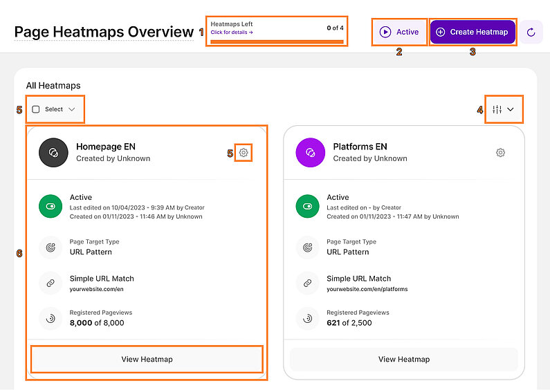 Overview of Page Heatmaps Overview of Page Heatmaps